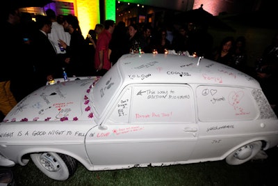 The Perks of Being a Wallflower premiered during this year's Toronto International Film Festival, and at the film's party, attendees could doodle and write on an all-white car parked inside a custom-built patio area.