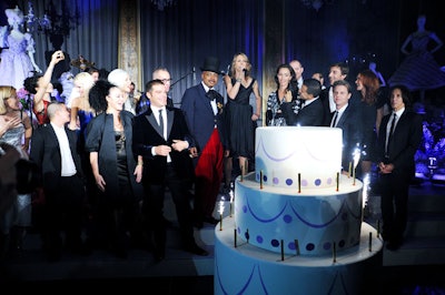 Designers and key Bergdorf Goodman executives gathered on stage with Sasha Lazard, who led a rendition of 'Happy Birthday.' As the group sang, six staffers lit 25 sparklers on a prop cake.