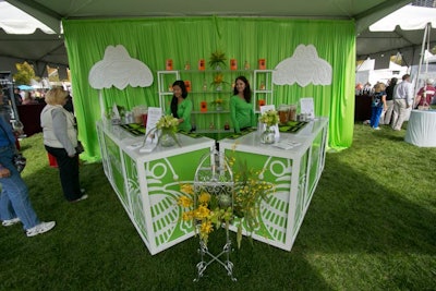 Patron tequila had a bright, green-and-white space with oversize replicas of the brand's bee-shaped logo.