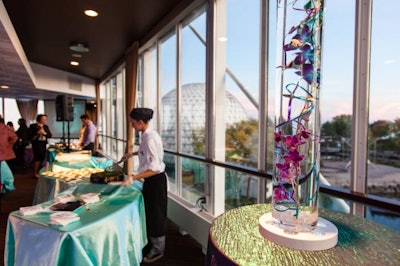 The Atlantis Complex's in-house catering served guests in front of floor-to-ceiling windows, with dramatic views of Ontario Place. Atlantis is an integral part of the revitalization plan for the Ontario Place district, and will remain open throughout the renovations.