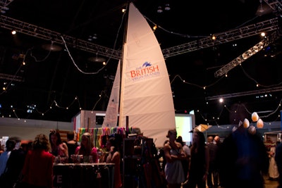 A sailboat hanging from the ceiling served as the striking—and very visible—marker for the area promoting the British Virgin Islands.