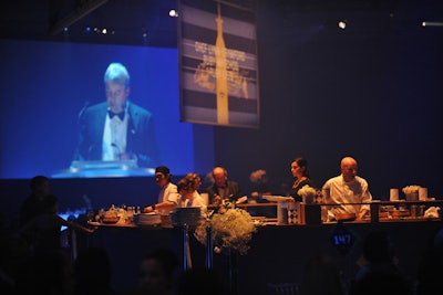 Chefs Lynn Crawford, David Lee, Lorenzo Loseto, and Jaimie Kennedy each designed a menu for the evening and served certain tables. Guests got to choose which chef's menu they wanted when purchasing their tickets. Each chef worked in an open kitchen station.