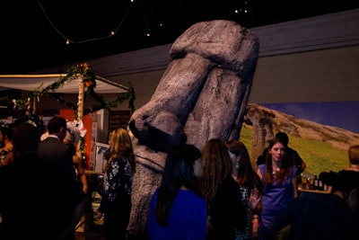 Along with the Polynesian dancers, an Easter Island head (known as a moai) marked Rapa Nui’s hut.