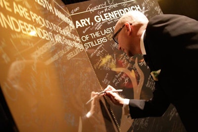 At an event in March that kicked off the celebrations for Glenfiddich's 125th anniversary, guests could sign an oversize card, which was transported back to the William Grant & Sons distillery afterward.