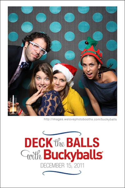Branding on photo printout: Bucky Balls Holiday Party