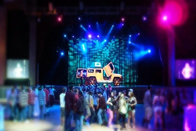 Hummer H3 Xtreme, onstage at indoor theater venue, dance party