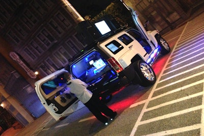 Hummer H3 Xtreme, built-in DJ and PA systems, corporate event