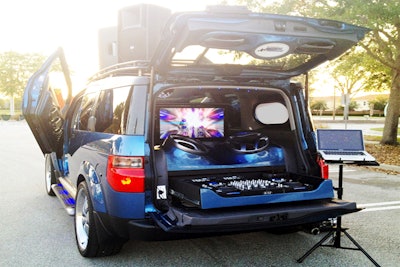 E2 Xtreme Honda Element, built-in DJ/PA systems and media screens