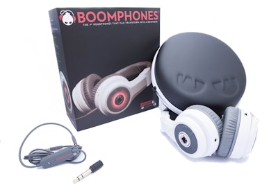 Pick up a pair of the just-launched Boomphones as a corporate gift. The headphones transform into speakers with the push of a button, and they can be used for phone calls, too.