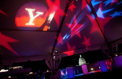 To kick off the one-year countdown to the 2012 election last year, Yahoo hosted a party that projected red and blue hues as well as stars onto the ceiling of a tent.