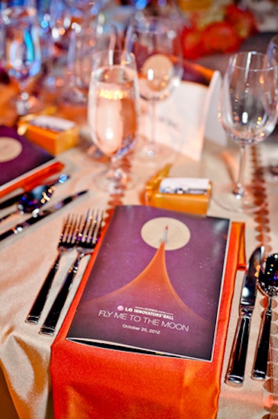 The event's collateral materials, including the night's program, matched the retro motif.