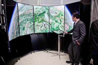 New sponsor Google created a Google Earth activation. Guests zoomed in and out of cities, shown on a series of screens.