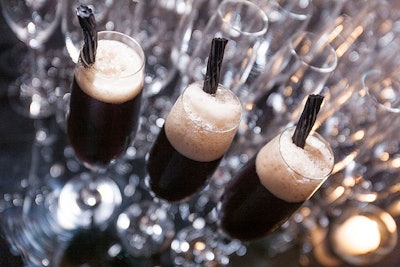 During the V.I.P. reception, bartenders served the night's specialty cocktail, a Black Velvet, made with Guinness and sparkling wine and garnished with black liquorice.