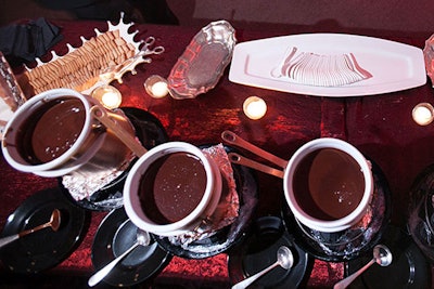 Occasions set up a second dessert station of chocolate fondue with graham cookies and marshmallows on the second floor of the museum.