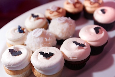 The cupcakes in the dessert display had various fondant toppers in theme with the night's Dracula decor.