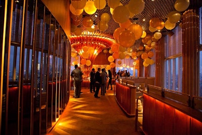 Top of the Standard had a gold-hued look, and the balloon-covered ceiling mimicked Absolut Tune's fizzy contents.