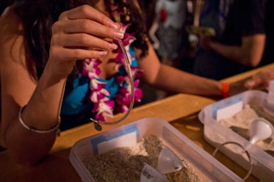 Hilton also offered a spot where attendees could make sand bracelets, which used sand brought in from around the world.