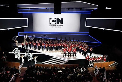 After putting voice-over actors and a foley artist on stage to dub a scene from a series live, Turner's presentation had a 100-piece marching band storm the theater.