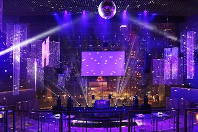 Like the reception, the after-party was fairly modern in design, with chandeliers, a disco ball, and a mirrored dance floor reflecting the lights around the room.