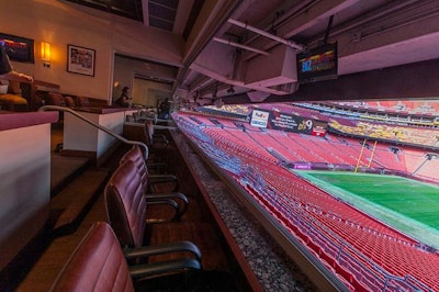 The luxury boxes at FedExField allow guests to watch the game in style and comfort. They offer an open-air view of the field and are also equipped with plasma screen TVs.