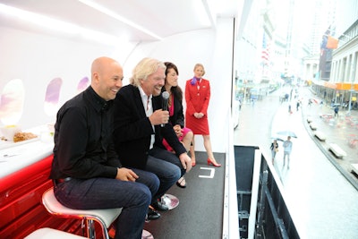 Joining Sir Richard Branson on the panel for the discussion were two gold card members of Virgin Atlantic's flying club, Howard Roberts (pictured, far left) and Kate Sekules (pictured, second from right).