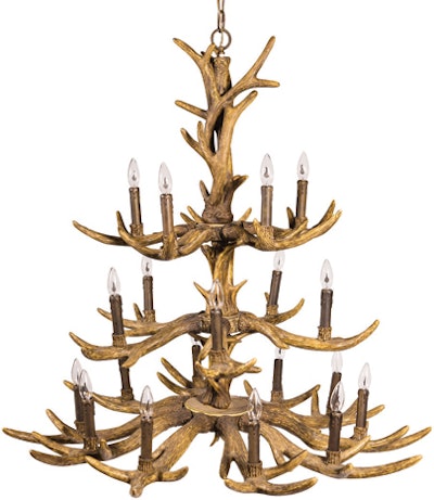 For a winter lodge feel, rent the new antler chandeliers from Blueprint Studios, available nationwide, to hang overhead.
