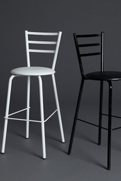Simple and modern Metal Barstools are available in black and white.