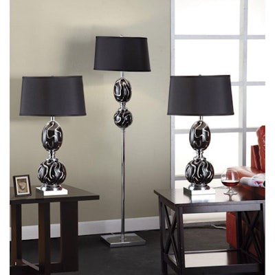 Black & Chrome Swirl Table Lamp - 28' Tall, Black & Chrome Swirl Floor Lamp - 58' Tall