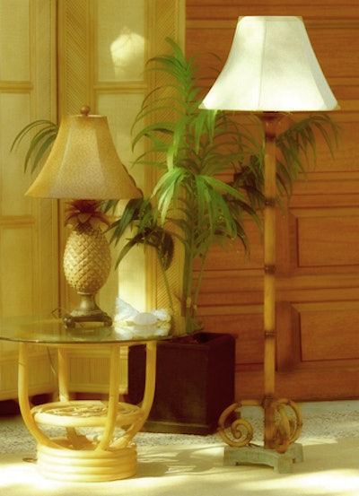 Lanai Pineapple Table Lamp, Lanai Bamboo Floor Lamp - 65' Tall