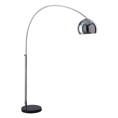 Metro Chrome Arc Floor Lamp With Marble Base - 82' Tall