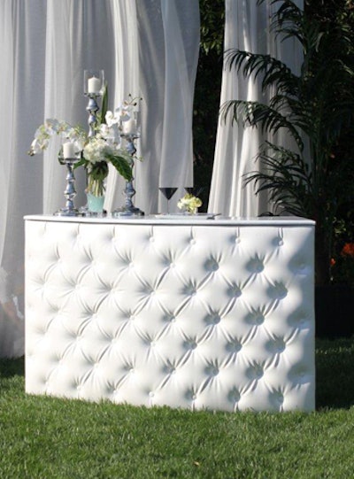 6' White Tufted Curve Bar