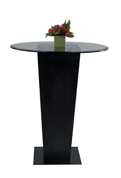 Vogue Black Stone Stand Up Table With 36' Round Glass Top
