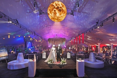 For the first time on public display, the wedding costumes from the series served as a centerpiece in the party space.