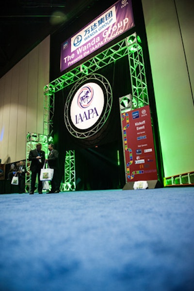 Organizers created a path of blue carpet on the show floor to lead attendees to the I.A.A.P.A. Theatre.