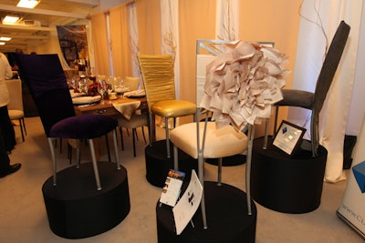 Classic Party Rentals showed off new chair covers, including the flowery Camellia style.