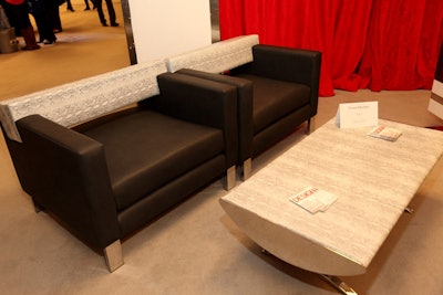 Cort Event Furnishings showcased new lounge furniture swathed in black leather and grey-and-white snakeskin.