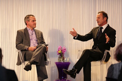 Colin Cowie (pictured, right) discussed strategies for providing better customer service with Event Leadership Institute executive director Howard Givner.