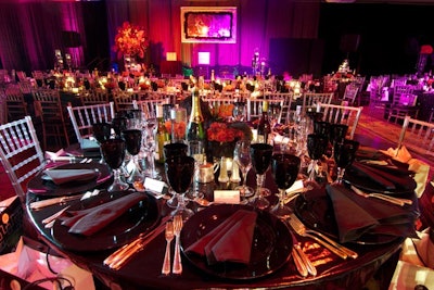 DC Rental provided black satin linens for the dinner tables at the Ritz-Carlton.