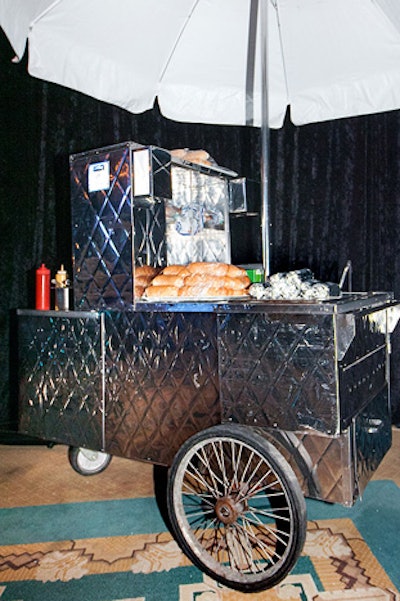 A street-style hot dog cart served mini versions of the snack.