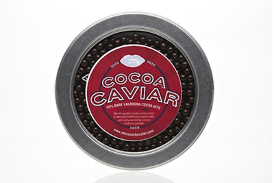 Send guests home with the most decadent of party favours: tins of Cocoa Caviar, $18, from MoRoCo, Toronto’s leading chocolate and confection boutique. The 55 percent dark Valrhona cocoa bits can be served as a dessert garnish.