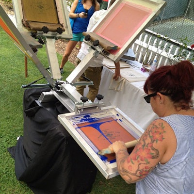 U.S. Open sponsor Evian hosted the Wood Racquet Cup event at the West Side Tennis Club in Queens, New York, where fans were invited to silk-screen their own tote bags.