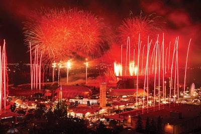 A record 1.4 million people came out for the Calgary Stampede’s centennial in July, which saw four areas of the Canadian city host a synchronized, 12-minute fireworks show, the largest of its kind in the country’s history.