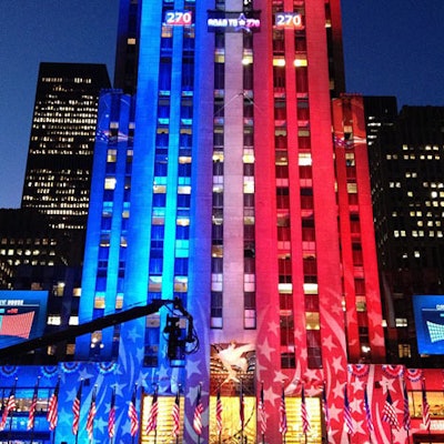 13. On election night in November, NBC's Democracy Plaza event illuminated Rockefeller Center with red, white, and blue projections.Click to Like, Comment, or Follow Us on Instagram