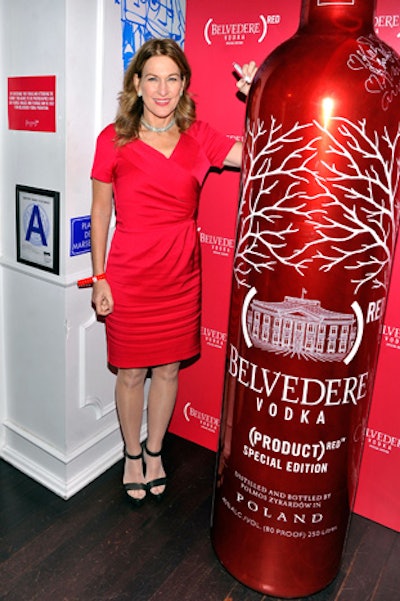 An oversize, 250-liter replica of Belvedere's limited-edition metallic red bottle was on display at the V.I.P. party inside Bagatelle.