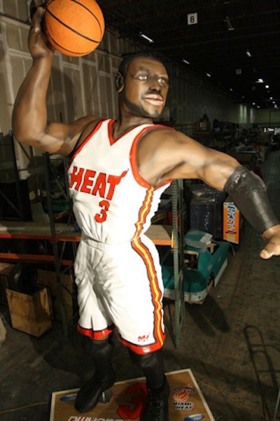 PrimeTime Amusements’ theming division, Prop Creations, builds a 16-foot foam statue of Miami Heat player Dwyane Wade