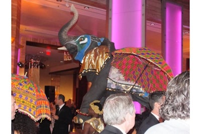 The Prop Creations elephant was carried throughout the event and led party-goers and guests into the main dinner hall