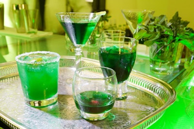 Lobbying firm the Carmen Group welcomed returning members of Congress back in 2008 with a green-hued event in Washington. Accordingly, the bar served up all things green: mojitos, margaritas, Midori drinks, and Lucid absinthe.