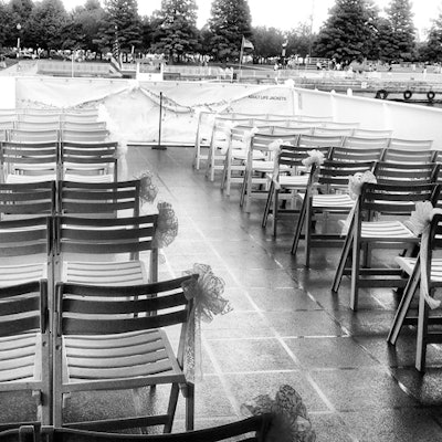 Wedding ceremony setup aboard the Celebration