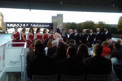 Wedding nuptials performed along the Chicago River