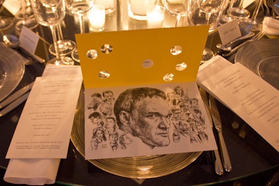 The imagery of Tarantino carried through to the night's program, where die-cuts were designed to look like bullet holes.